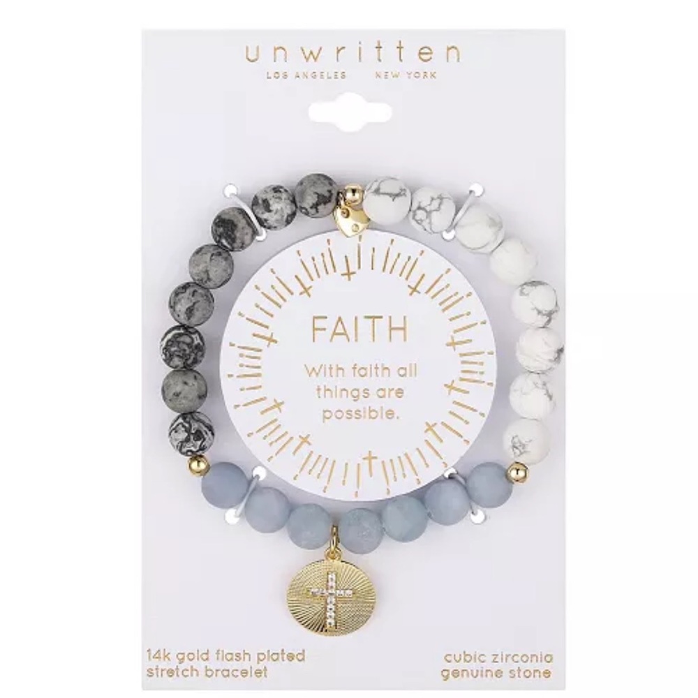 Unwritten Multi Color Matte Stone Cross Stretch Bracelet